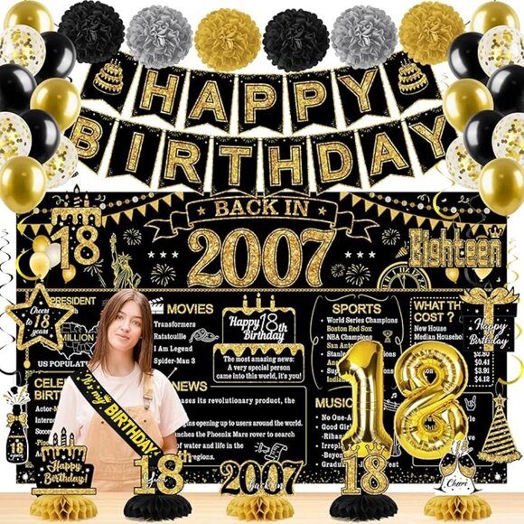 18th Birthday Decorations for Women Men, 39 Pcs